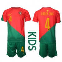 Otroški Nogometni dresi Portugalska Ruben Dias #4 Domači SP 2022 Kratek Rokav (+ Kratke hlače)